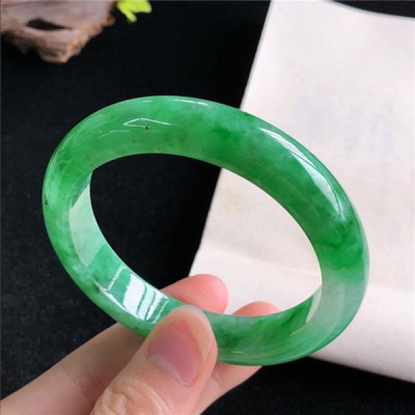 Natural Green Burmese Jadeite Bracelet 54-64mm - Princess Jewelry