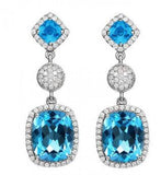 Natural Stone Aquamarine Zircon Crystal Earrings