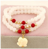Ethnic Elephant Pendant Red Beads Bracelet Women Accessories Wholesale