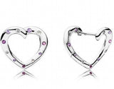 925 Silver Earring Rose Crystal Stud Wedding Jewelry