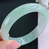 Zheru Jewelry Natural Burmese Jade 54-64mm Light Green Bracelet