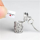 Magic Box Hollow Pendant Necklace Silver Jewelry