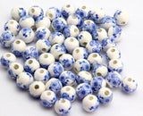 50 pcs Porcelain Beads DIY Ceramic Loose Beads Round Pattern