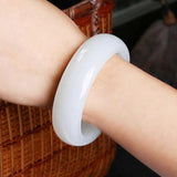 Certificate Natural Xinjiang Hetian Jade 54mm-62mm Princess Bracelet Gift