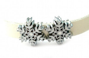 100PCS Enamel Snowflake Slide Charms for 8mm Leather Keychains
