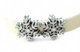 100PCS Enamel Snowflake Slide Charms for 8mm Leather Keychains