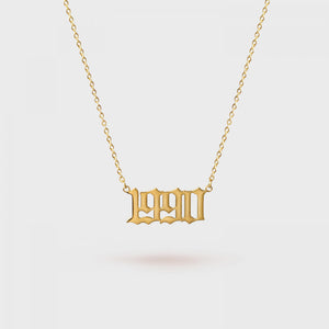 Old English Birth Year Necklace by NOKMIT - Personalized Number Necklace