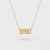 Old English Birth Year Necklace by NOKMIT - Personalized Number Necklace