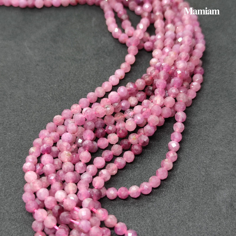 Pink Tourmaline Round Stone Beads 4mm DIY Jewelry Making