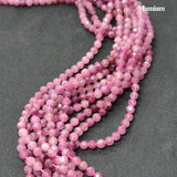 Pink Tourmaline Round Stone Beads 4mm DIY Jewelry Making