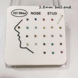 24pcs 925 Sterling Silver Nose Ring & Studs Body Jewelry for Women Girl