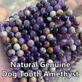 Dog Tooth Amethyst 6/8/10mm Smooth Round Beads 15''