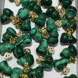 Natural Stone Malachite Gourd Pendant Carved Plant Statue Gift