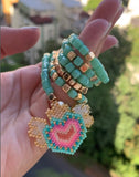 Boho Copper Beaded Elastic Rope Charm Bracelet Set For Girls