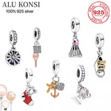 925 Sterling Silver lock shoes pando pendant Beads Women Fit Charm bracelet DIY