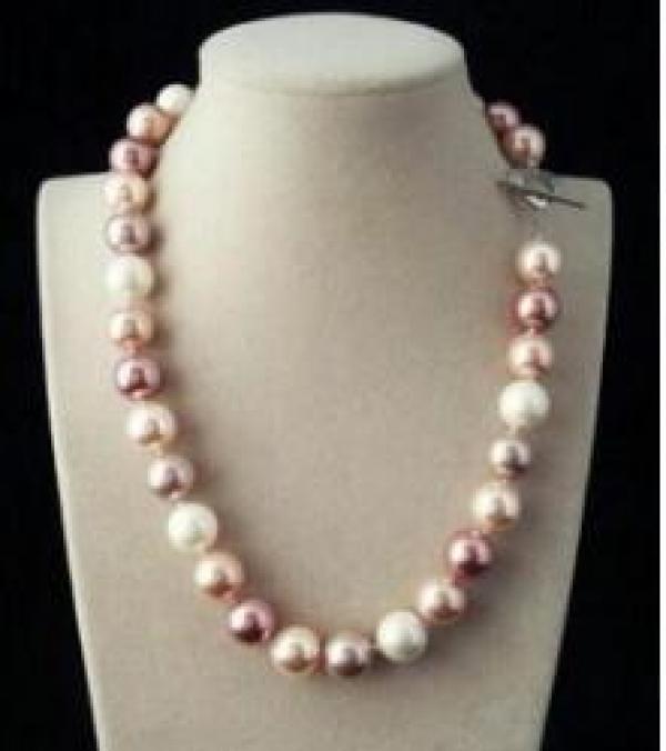 12mm South Sea Blend Shell Pearl Necklace Heart Clasp 18'' Chain