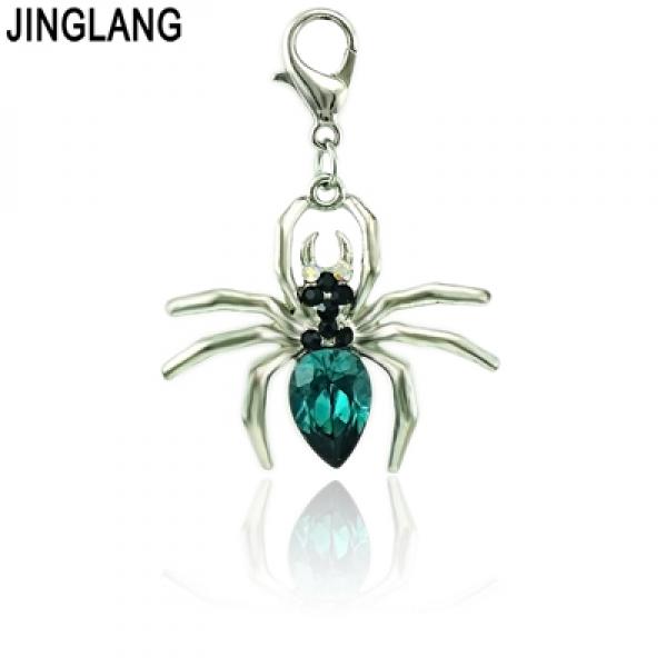 12pc/Lot Animal Lobster Clasp Charms Dangle Plastic Crystal Spider DIY Charms