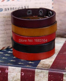 Lot 5pc Top Grain Leather Wristband Bracelet Cuff Men Unisex