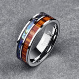 8MM Tungsten Carbide Ring Shell Wood Grain Inlay Size 7-12