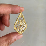 8 pcs Brass Filigree Rhombus Charms Gold Silver Raw DIY HY