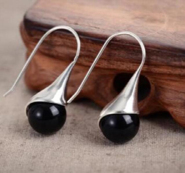 Natural Jade Earrings 925 Silver Lead Gems Marcasite Earrings