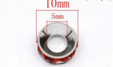 50 Pcs Red Rhinestone Rondelle Christmas Bead 11mm