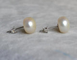 High Luster Pearl Earrings Wedding Jewelry 9mm Freshwater Silver Stud