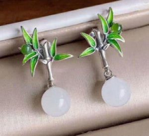 ER174 Bamboo Leaves 24KT Stud Earrings