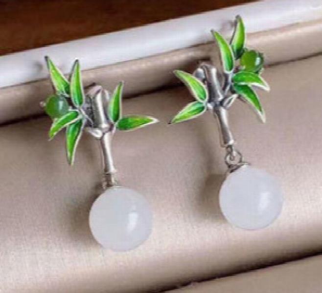 ER174 Bamboo Leaves 24KT Stud Earrings