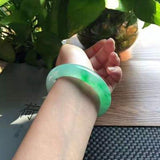 Zheru Jewelry Natural Myanmar Jade Green Two-Tone Bracelet Princess Jewelry
