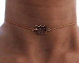 DUOYING Initial Letter Choker Necklace Uppercase Lowercase
