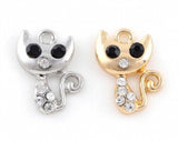 20PCS Rhinestones Cat Pendant Charms for DIY Floating Locket Jewelrys