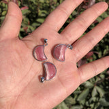 Fengbaowu Rhodochrosite Moon Pendant 925 Sterling Silver Jewelry