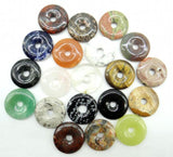 30mm Natural Stone Donut Pendant Charms for DIY Jewelry Making