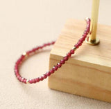 3mm Garnet Bead Bracelet for Women - Blood Cleansing & Health
