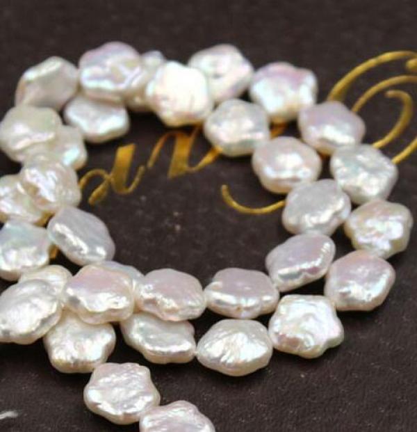 11MM 20Pcs Flat Flower Baroque Natural Freshwater Pearl Beads Charms