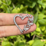 5Pcs Heart Butterflies Charms Zirconia Pave Pendant Jewelry Accessories