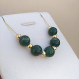 Natural Green Jade Pearl Pendant Necklace Long Oval Wedding Party Birthday Gift