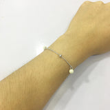 925 Silver Mini Round Wheel Pearl Wrist Bracelet Silver Beads Chains