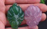 3pcs Lots Natural Yellow Green Agate Carved Nine-Tailed Fox Pendant Necklace