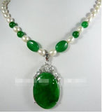 Large Green Jade Pendant Necklace 18 Inch