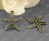100pcs Antique Bronze Starfish Charm Pendants Jewelry Making