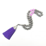 10mm Silver Prayer Beads Red Tassel Wedding