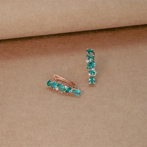 Cyan Natural Zircon 585 Rose Long Dangle Earrings