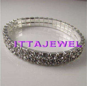 12Pcs Rhinestone Wedding Bridal Stretch Bracelet,FREE