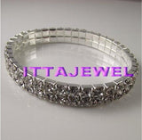 12Pcs Rhinestone Wedding Bridal Stretch Bracelet,FREE