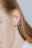 925 Silver Pearl Leaf Earrings CZ Crystal Wedding Party Jewelry
