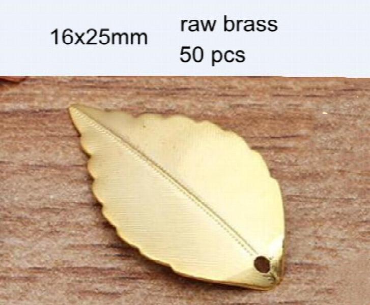 50 Pcs Brass Leaf Charms 16x25mm Silver Bronze 7 Colors Metal Leaf Pendant
