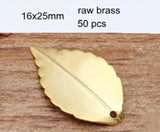 50 Pcs Brass Leaf Charms 16x25mm Silver Bronze 7 Colors Metal Leaf Pendant