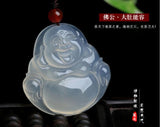 Koraba Natural Chalcedony Agate Chinese Jade Icy Pendant Maitreya Buddha